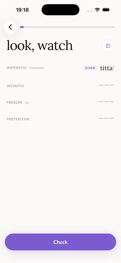 Verb forms exercise with one form given