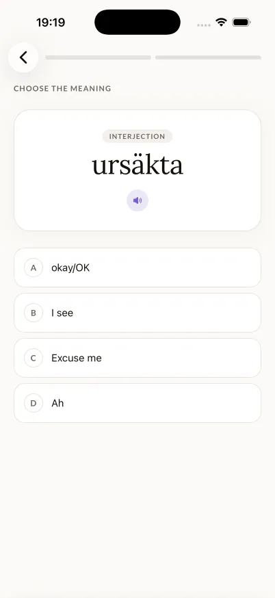 Choose the meaning of ursäkta